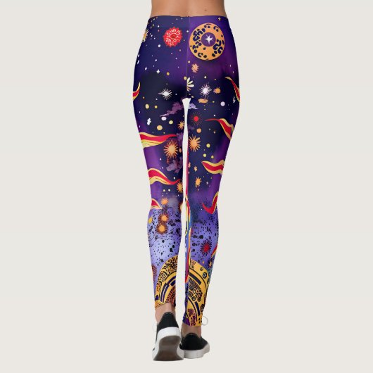 "Tanzfeuer des Kosmos" Die Sonne Leggings (Rückseite)