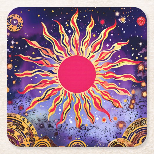 "Tanzfeuer des Kosmos" Die Sonne Rechteckiger Pappuntersetzer (Vorderseite)