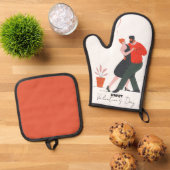 Tanzfigur Valentinstag Ofenhandschuh & Topflappen-Set (Oben Unten)