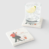 Tanzfigur Valentinstag Steinuntersetzer (Seitenansicht)