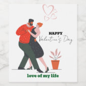 Tanzfigur Valentinstag Weinetikett (Einzelnes Label)