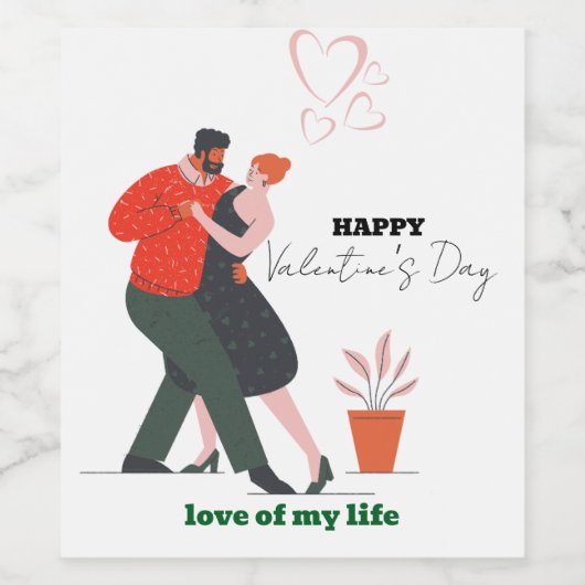 Tanzfigur Valentinstag Weinetikett (Einzelnes Label)