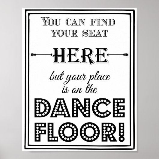 Tanzflächen-Sitzplan Hochzeit oder Party-Schild Poster (Vorne)