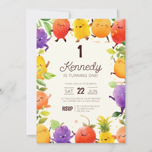 Tanzfrucht Geburtstagsparty Einladung (Vorderseite)