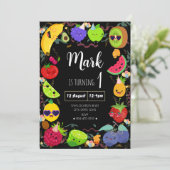 Tanzfrucht zum Geburtstag Einladung (Stehend Vorderseite)