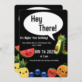 Tanzfruchtkarte zum ersten Geburtstag Einladung (Vorne/Hinten)