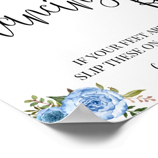 Tanzfüße Schild Flip Flops Hochzeit Blau (Ecke)