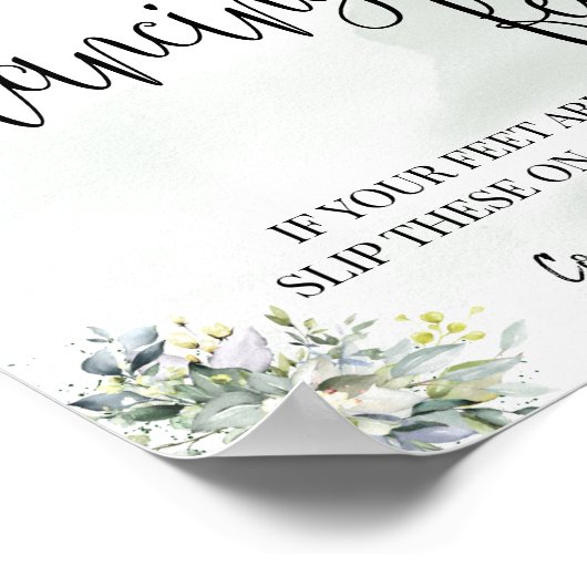 Tanzfüße Schild Flip Flops Hochzeit Eukalyptus (Ecke)