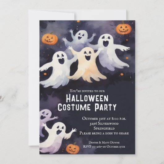 Tanzgeister-Halloween-Party Einladung (Vorderseite)