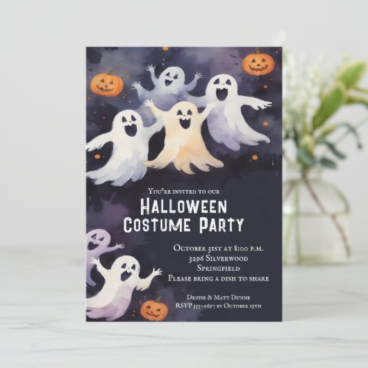 Tanzgeister-Halloween-Party Einladung (Stehend Vorderseite)