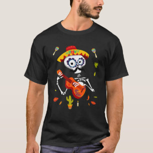 Tanzgitarre mexikanische Men Dia De Los Mue T-Shirt