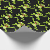 Tanzgrüner Frosch auf schwarz Geschenkpapier (Ecke)