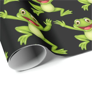 Tanzgrüner Frosch auf schwarz Geschenkpapier