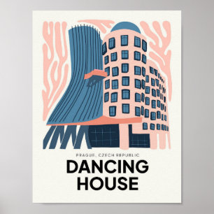 Tanzhaus Prag abstrakte Reise Poster