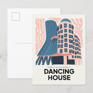 Tanzhaus Prag abstrakte Reise Postkarte