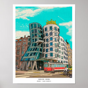 Tanzhaus Prag Tschechien Weiße Kunst Poster