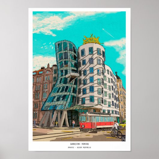 Tanzhaus Prag Tschechien Weiße Kunst Poster (Vorne)