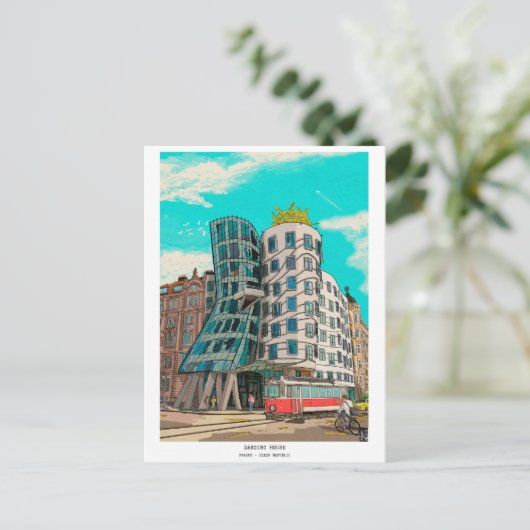 Tanzhaus Prag Tschechien Weiße Kunst Postkarte (Stehend Vorderseite)
