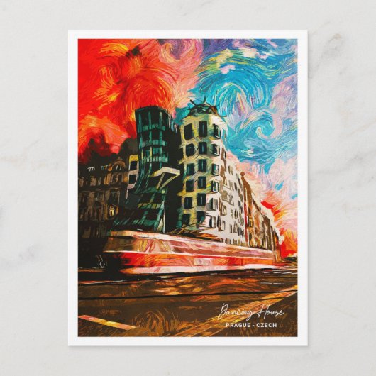Tanzhaus Prag Tschechisch Schöne Ölfarbe Postkarte (Vorderseite)