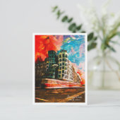 Tanzhaus Prag Tschechisch Schöne Ölfarbe Postkarte (Stehend Vorderseite)