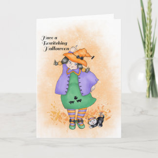 Tanzhexe und Katze Karte