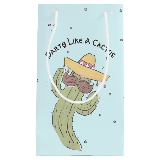 Tanzkaktus mit Mustache in Sombrero Kleine Geschenktüte (Vorderseite)