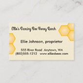 Tanzkarte für Bienenhonig Visitenkarte (Rückseite)