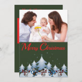 Tanzkarte Snowmen & Rentier Feiertagskarte (Vorne/Hinten)