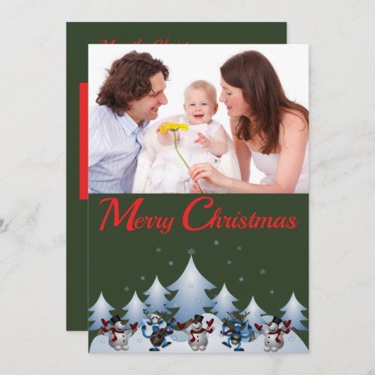 Tanzkarte Snowmen & Rentier Feiertagskarte (Vorne/Hinten)