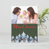 Tanzkarte Snowmen & Rentier Feiertagskarte (Stehend Vorderseite)