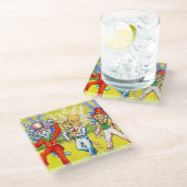 Tanzkatzen Glasuntersetzer (Schrägansicht)