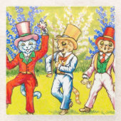 Tanzkatzen Glasuntersetzer (Vorderseite)