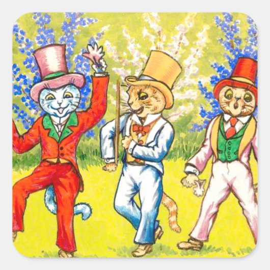 Tanzkatzen Quadratischer Aufkleber (Vorderseite)