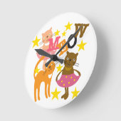 Tanzkatzen Runde Wanduhr (Winkel)