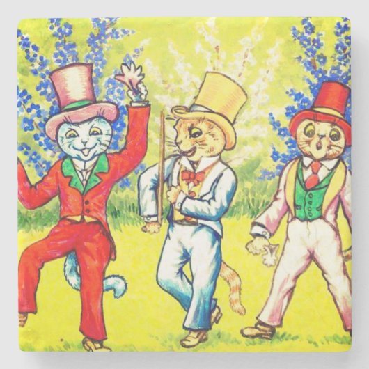 Tanzkatzen Steinuntersetzer (Vorderseite)