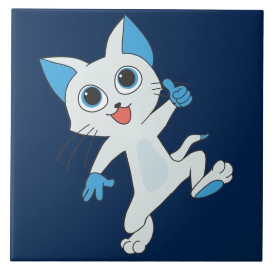Tanzkatzenplatte Keramik Fliese (Vorderseite)