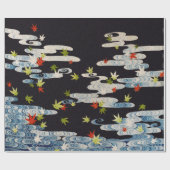 TANZKIMONO, WASSER, FALLENDE BLÄTTER GESCHENKPAPIER (Flach)