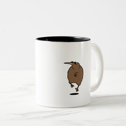 Tanzkiwi mit Sonnenbrille Zweifarbige Tasse (VorderseiteRechts)
