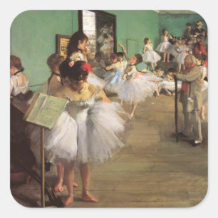 Tanzklasse von Degas, Vintage Impressionismus Ball Quadratischer Aufkleber