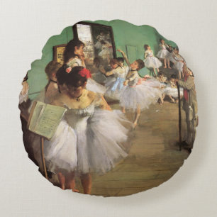 Tanzklasse von Degas, Vintage-Impressionismus-Ball Rundes Kissen