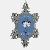 Tanzkran Schneeflocken Zinn-Ornament (Links)