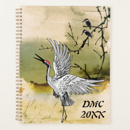 Tanzkran und Kingfisher Sumi-e Planer