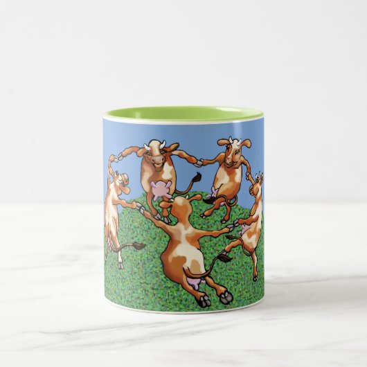 Tanzkühe von Mootisse Zweifarbige Tasse (Mittel)