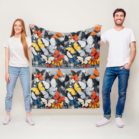 Tanzkunst, farbenfrohe Schmetterlingsakrylenkunst, Fleecedecke (Beispiel)