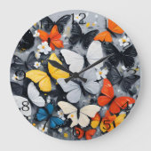 Tanzkunst, farbenfrohe Schmetterlingsakrylenkunst, Große Wanduhr (Vorderseite)
