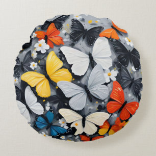 Tanzkunst, farbenfrohe Schmetterlingsakrylenkunst, Rundes Kissen