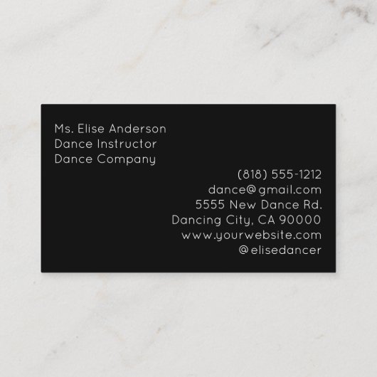 Tanzlehrer Ballerina Lehrer Visitenkarte (Rückseite)