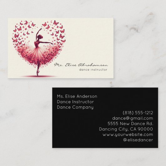 Tanzlehrer Ballerina Lehrer Visitenkarte (Vorne/Hinten)