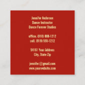 Tanzlehrer Flamenco Band Quadratische Visitenkarte (Rückseite)