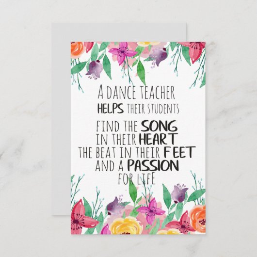 Tanzlehrer Geschenk Anerkennung Danke Zitat (Vorne/Hinten)